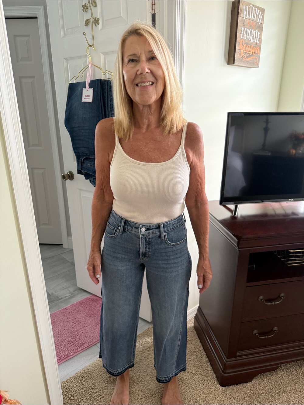 White House Black Market Medium Blue Cropped Wide-Leg Jeans